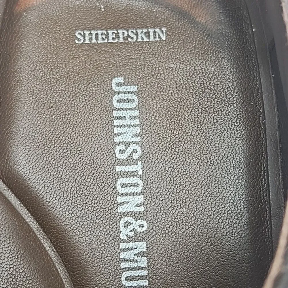 Johnston & Murphy Dress Shoes Wingtip Oxfords Brown Men Sz 8.5 Sheepskin Leather